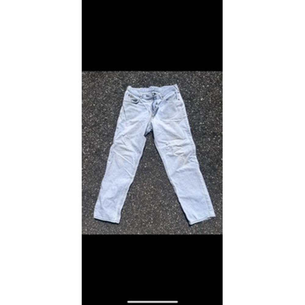 Lee Jeans Mens 34x31 Blue Regular Fit Denim Light Wash Distressed Straight Leg